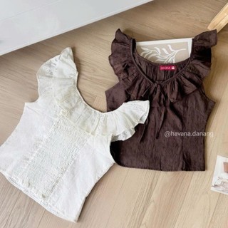 (HAVANA) Áo babydoll ROSI hoa nhỏ cột nơ AO799