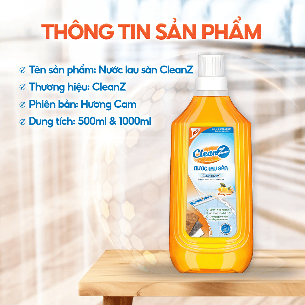 [XẢ KHO] Nước Lau Sàn CleanZ Chiết Xuất Thiên Nhiên Sạch Bóng, Thơm Lâu, Lành Tính Cho Da (1L)