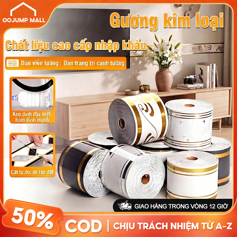 Miếng Dán Chân Tường Cuộn 5m Phào Nẹp Xốp PVC Chống Nước, Chống Dầu Mỡ, Dễ Lau Chùi, Keo Tự Dính Chắc, KT 10cm