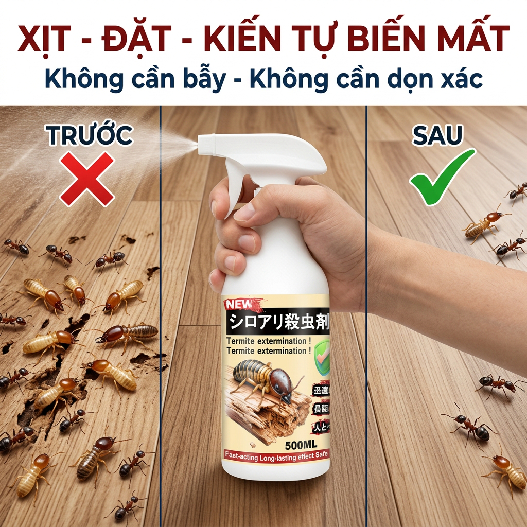 🐜 Xịt diệt kiến 500ml – Khuyến mãi đặc biệt, diệt sạch kiến trong nhà & ban công, an toàn ✅