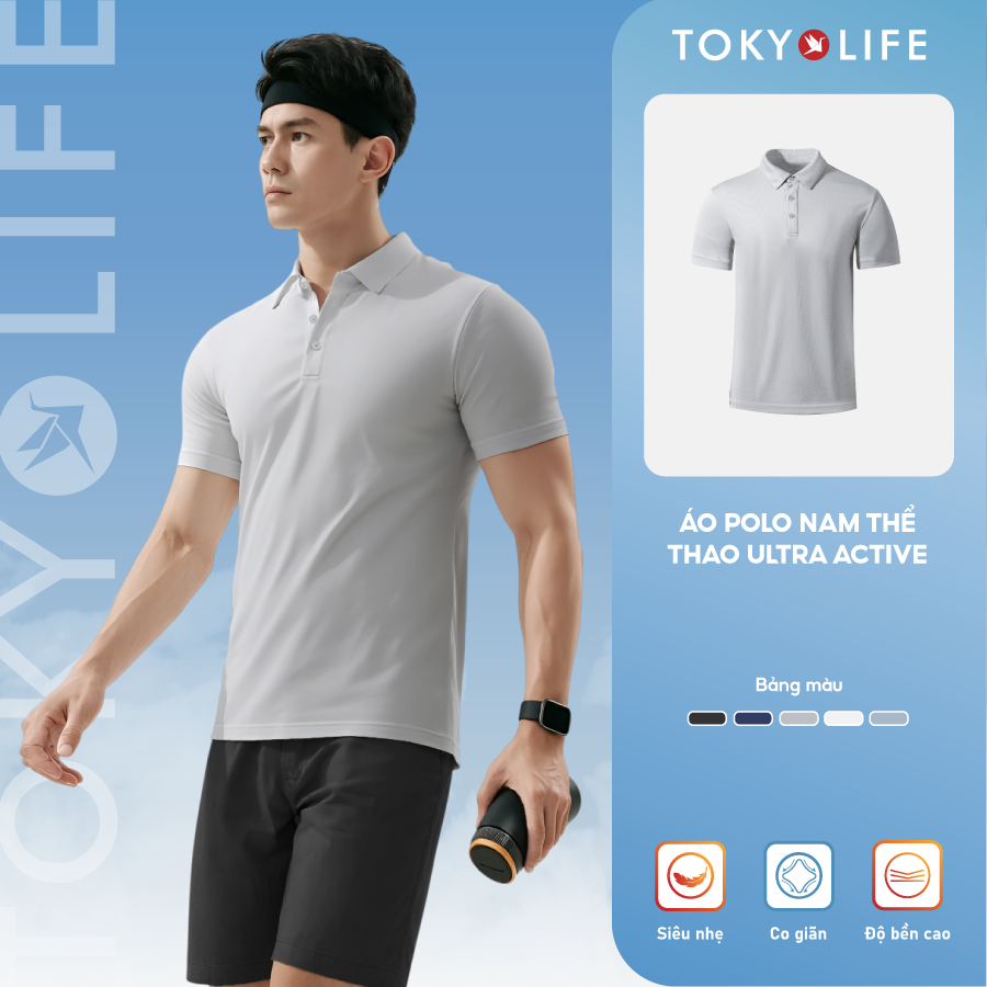 Áo Polo nam Ultra Active dáng suông khô thoáng thấm hút tốt Menswear TOKYOLIFE 40000970