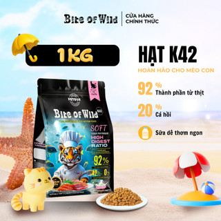 Hạt Cho Mèo Bite Of Wild K42 Mới, Gói 1KG Không Chứa Ngũ Cốc, Viên Mềm Dễ Tiêu Hoá Dành Cho Mèo Con
