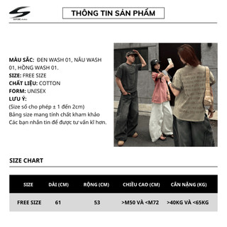 [SẢN PHẨM MỚI] Áo Thun Wash PREMIUM Thêu Chữ Free Size Unisex Nam Nữ Nhiều Màu SSSTORE.Aesthetic