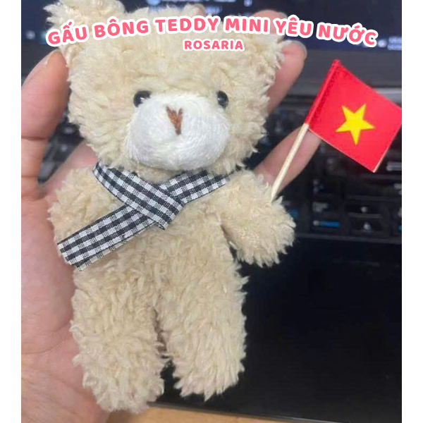 Gấu Bông Teddy Mini Đeo Khăn Caro Siêu Xinh – Mềm Mịn Cao Cấp, Quà Tặng Dễ Thương