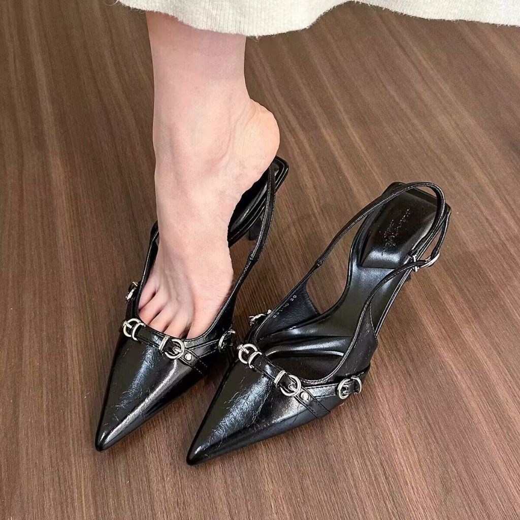 Giày Slingback Cao Gót 6cm Mũi Nhọn – Phong Cách Thanh Lịch Hiện Đại