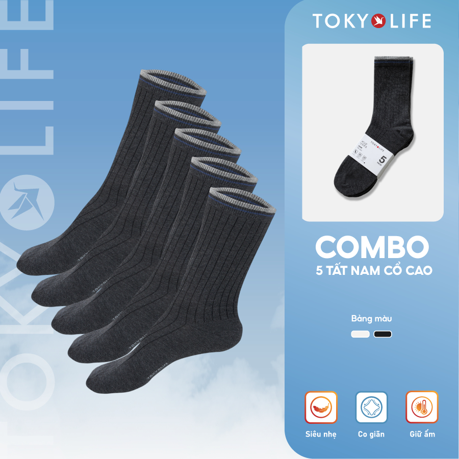 [Pack 3 Đôi] Tất Chân Nam Cổ Ngắn Màu Trắng Thời Trang TOKYOLIFE 40004107