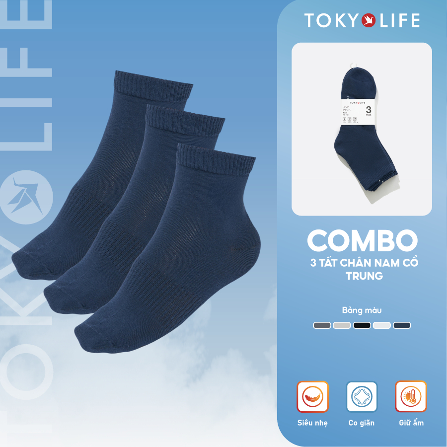 Pack 3 Tất chân nam cổ trung TOKYOLIFE 40004114
