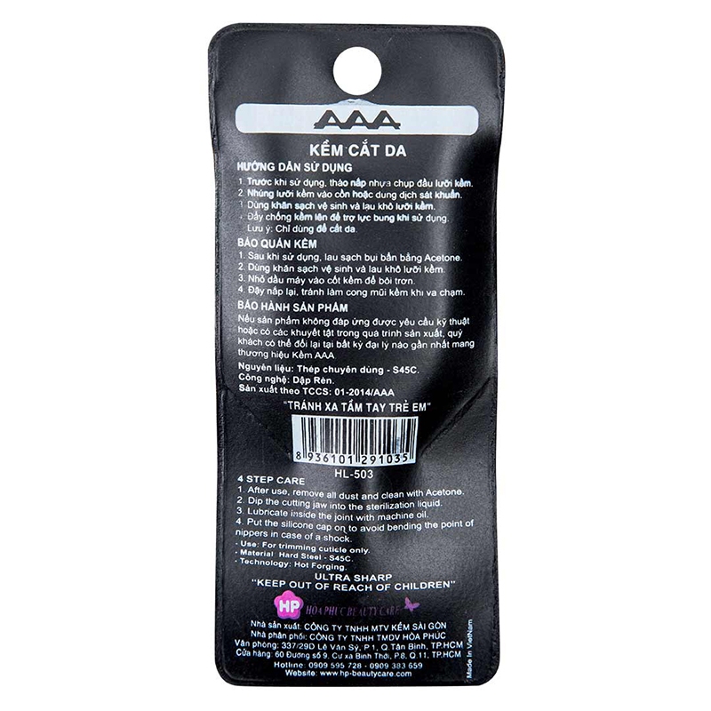 Kềm Cắt Da AAA HL503-Kềm thép DXK xi xanh - 1 Chống