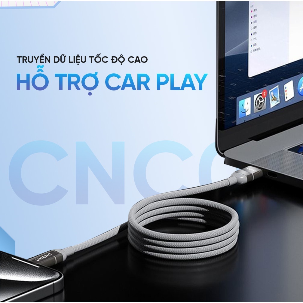 Cáp sạc nhanh 100W từ tính 4in1 chính hãng UHERO, dây sạc nhanh đa năng chuyển đổi 4 đầu sạc dành cho smartphone