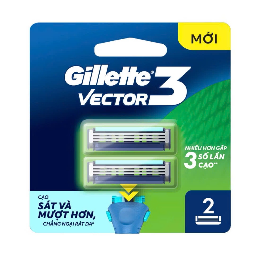 Dao Cạo Râu GILLETTE VECTOR 3 - Cạo Sát, Êm Mượt, Tối Ưu Mọi Chuyển Động