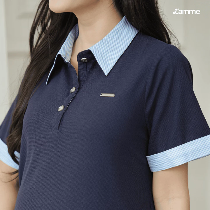 Váy suông basic phối cổ polo chất liệu cotton gạo Remy Dress, Váy bầu form suông giấu bụng cho mẹ bầu và sau sinh