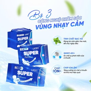 Băng vệ sinh LXSoft Super Air BỀ MẶT LƯỚI siêu mềm mại, mỏng nhẹ 1mm, siêu thấm hút và thoáng khí cho làn da nhạy cảm