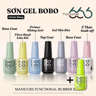 Sơn Gel BOBO Full Set CHÍNH HÃNG – Base Rubber, Top Coat, Primer, Soak Off, Cứng Móng Nail Chuyên Nghiệp UV/LED Nail666