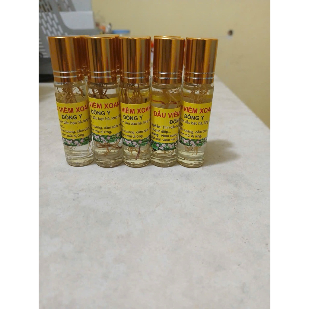 combo 10 chai lăn dầu viêm xoang màu trắng có rễ đông y hếu khâu 10ml