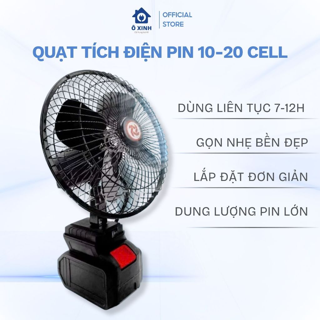 Quạt Tích Điện Pin 10-20 Cell Dùng Liên Tục 7-12H Mini Gọn Nhẹ Bền Đẹp Tiện Lợi Đa Năng