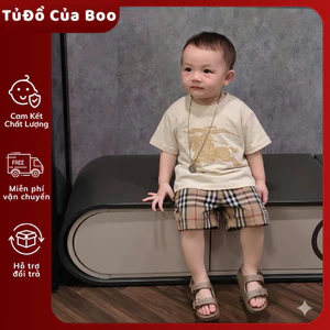 Set Đồ Bé Trai Áo In Hình+Quần Short Caro Cao Cấp,Bộ Quần Áo Bé Trai Mùa Hè7-17kg Style Hàn Quốc A03