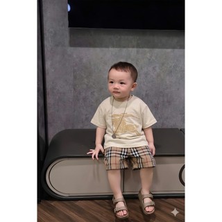 Bộ Đồ Bé Trai Cao Cấp Cotton Mềm, Áo Thun In Hình + Quần Caro 7-17kg,Bộ Quần Áo Bé Trai Mùa Hè A03