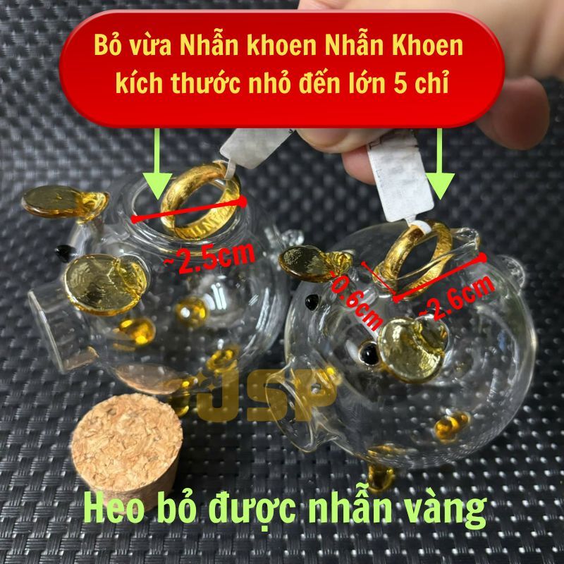 Heo thủy tinh đựng vàng nhẫn in LOGO từ 50 con heo vàng đựng nhẫn JSP heo trang sức ngựa đựng vàng
