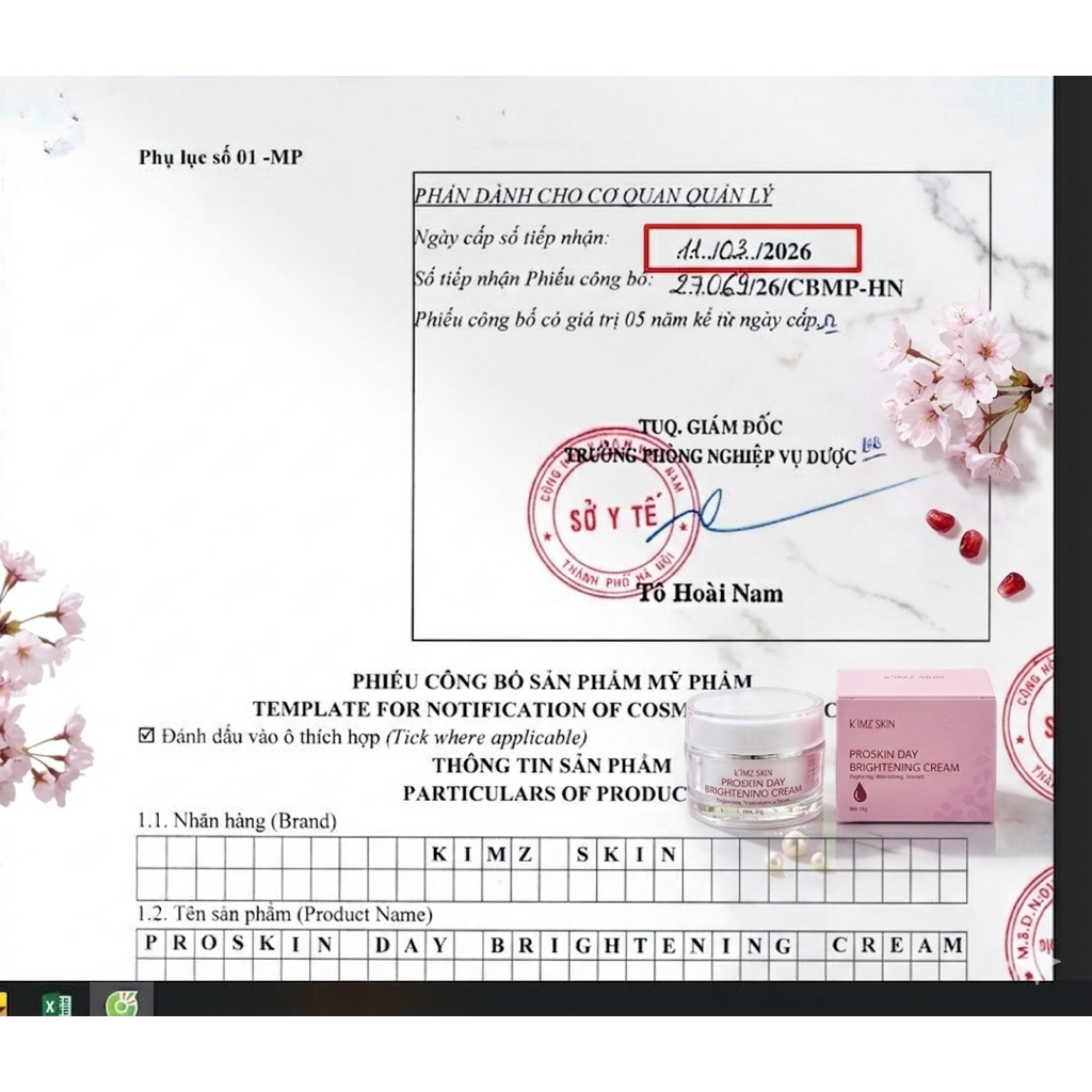 Kem Face Trắng Cao Cấp 20g PROSKIN DAY BRIGHTENING CREAM giúp làm mờ thâm nám dưỡng trắng da chống lão hoá