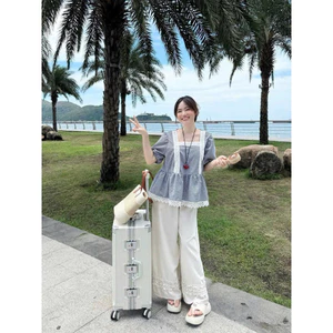 Set Bộ Suông Áo Kiểu Babydoll Kèm Quần Ống Rộng Chất Thô Linen Thiết Kế