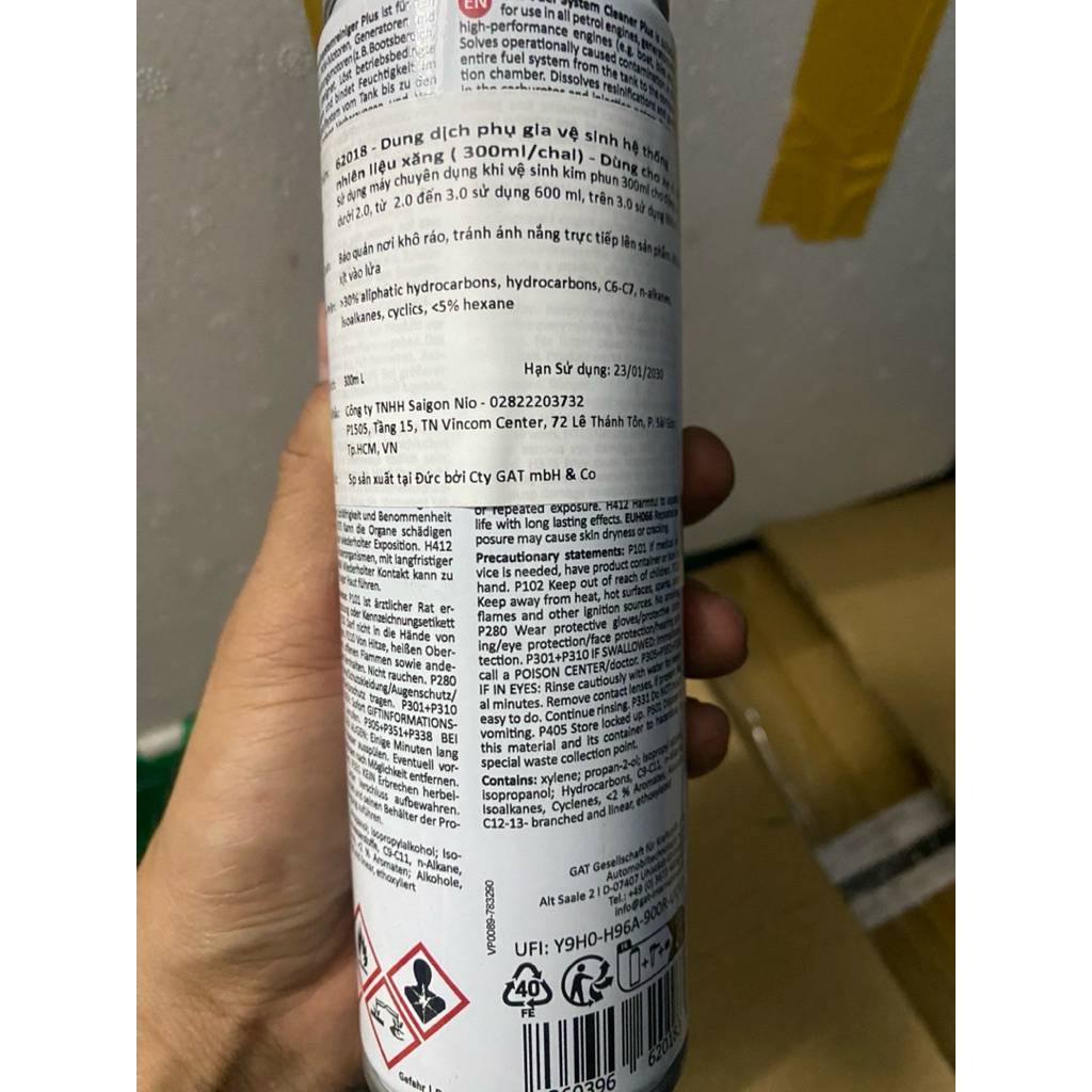 [CHÍNH HÃNG ĐỨC] Dung Dịch Súc Rửa Hệ Thống Xăng GAT Fuel System Cleaner Plus 300ML