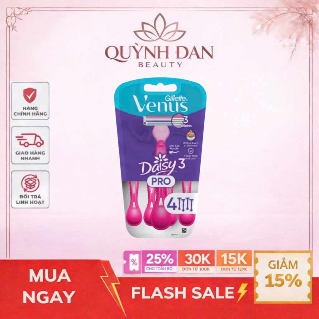 Dao cạo Nữ GILLETTE Venus Daisy 3 Pro Vỉ 4 Cây