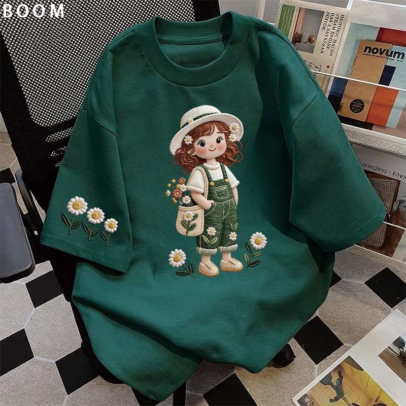 BOOM Áo thun nữ kiểu hàn quốc form rộng tay lỡ cổ tròn cotton mát - hè hot trend in cách dễ thương áo phông form vừa #01