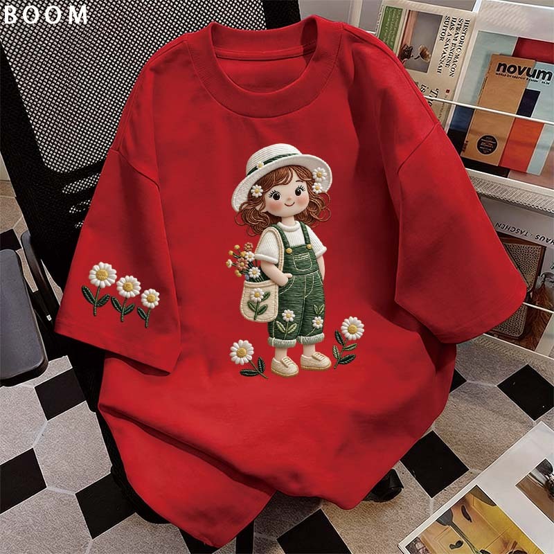 BOOM Áo thun nữ kiểu hàn quốc form rộng tay lỡ cổ tròn cotton mát - hè hot trend in cách dễ thương áo phông form vừa #01