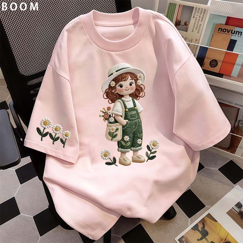 BOOM Áo thun nữ kiểu hàn quốc form rộng tay lỡ cổ tròn cotton mát - hè hot trend in cách dễ thương áo phông form vừa #01