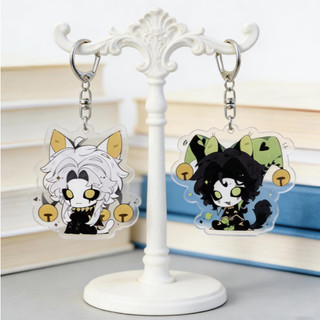 Dark Circus 5cm Layered Acrylic Keychain | Verdant Jester & Noble Pierrot | Clowncore Bag Accessory | Oddcore Anime Char