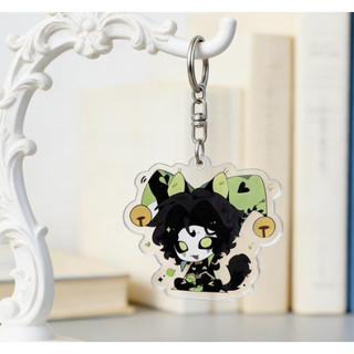 Dark Circus 5cm Layered Acrylic Keychain | Verdant Jester & Noble Pierrot | Clowncore Bag Accessory | Oddcore Anime Char
