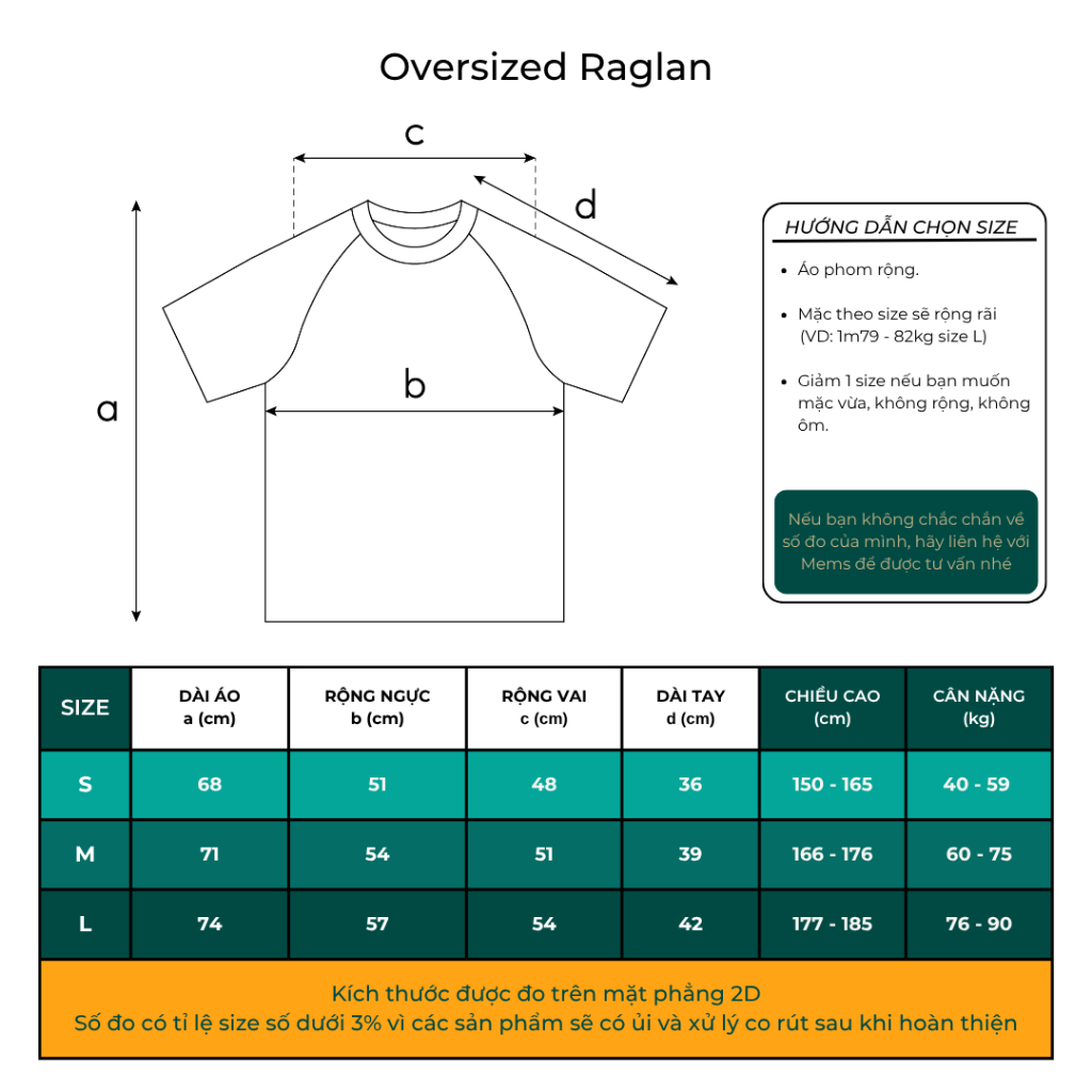 Áo Thun Basic Raglan Oversized Mems Solid 100% Cotton Unisex | BigBuy360 - bigbuy360.vn