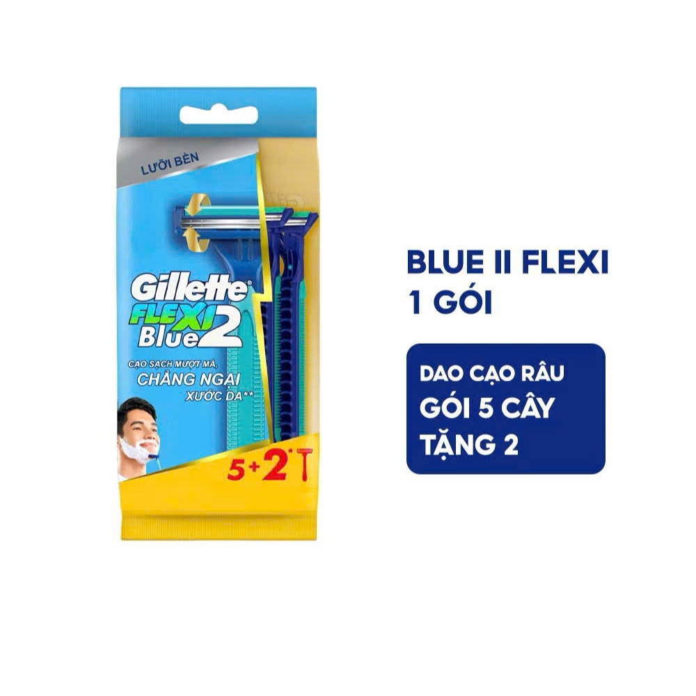 Dao Cạo Râu Gillette Blue Flexi 2- 5Cây Tặng 2Cây/10Cây Tặng 5Cây