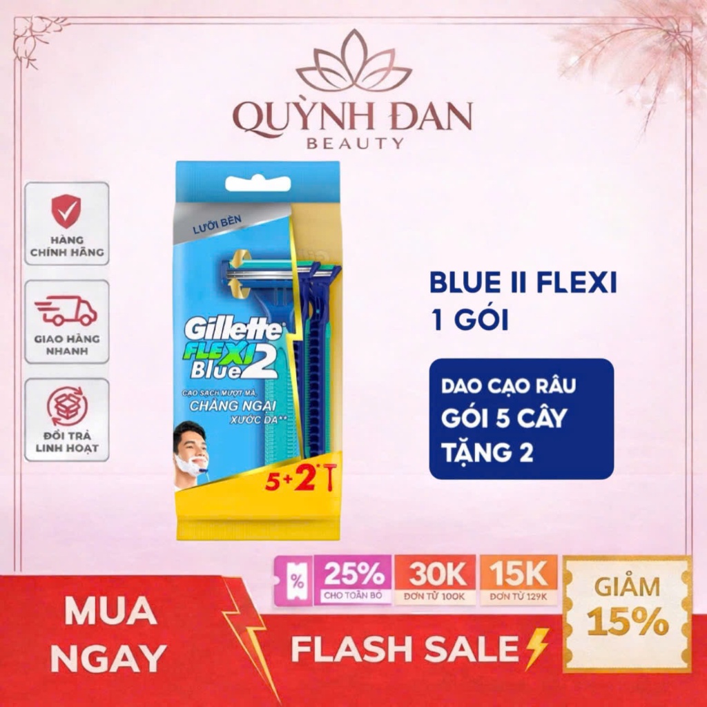 Dao Cạo Râu Gillette Blue Flexi 2- 5Cây Tặng 2Cây/10Cây Tặng 5Cây