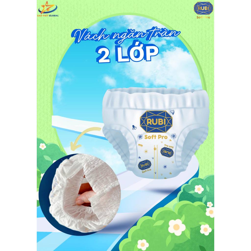 Tã Bỉm Quần Cho Bé Rubi Premium 50 miếng  Size XL - TẶNG 1 BỊCH KHĂN GIẤY 120 TỜ