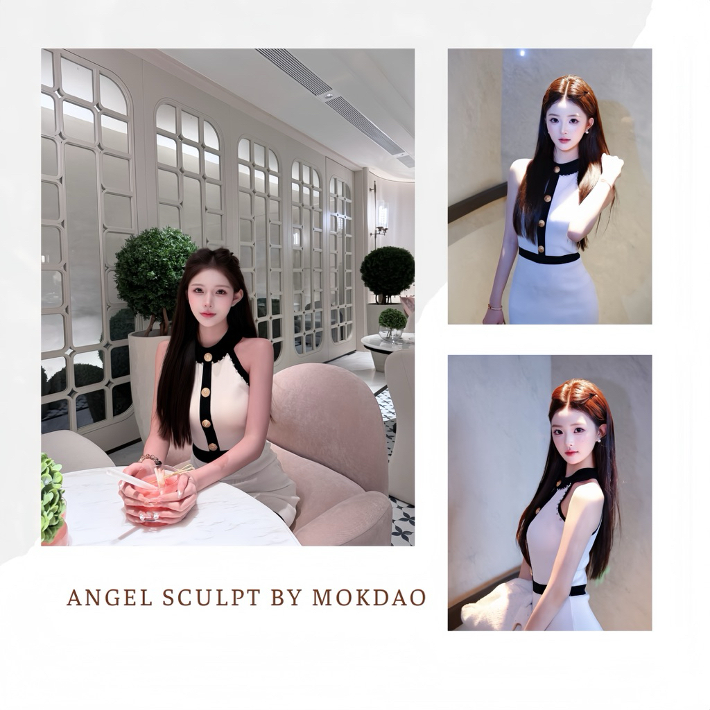[ ANGEL SCULPT BY MOKDAO ] Thiết Kế body ôm phối cúc đồng sang chảnh ngọt ngào vibe tiểu thư .