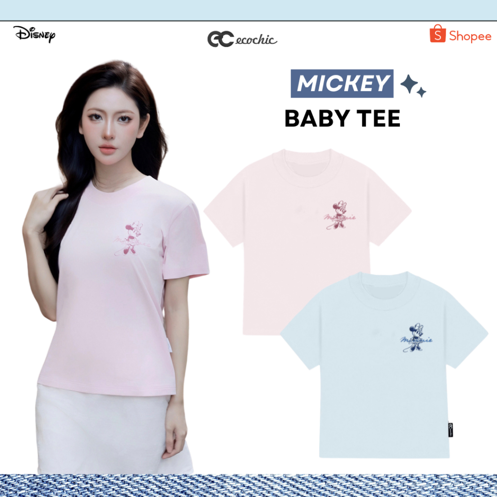 Áo Thun Baby Tee ECOCHIC MICKEY Chính Hãng Bản Quyền Disney Chất Liệu Cotton Cao Cấp BB010