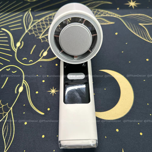 Quạt Cầm Tay Mini Cao Cấp K801 Có Sò Lạnh 199 Cấp Độ Gió Con Lăn Tốc Độ Đèn LED Hiển Thị Pin 5000mAh