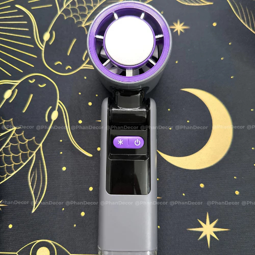 Quạt Cầm Tay Mini Cao Cấp K801 Có Sò Lạnh 199 Cấp Độ Gió Con Lăn Tốc Độ Đèn LED Hiển Thị Pin 5000mAh