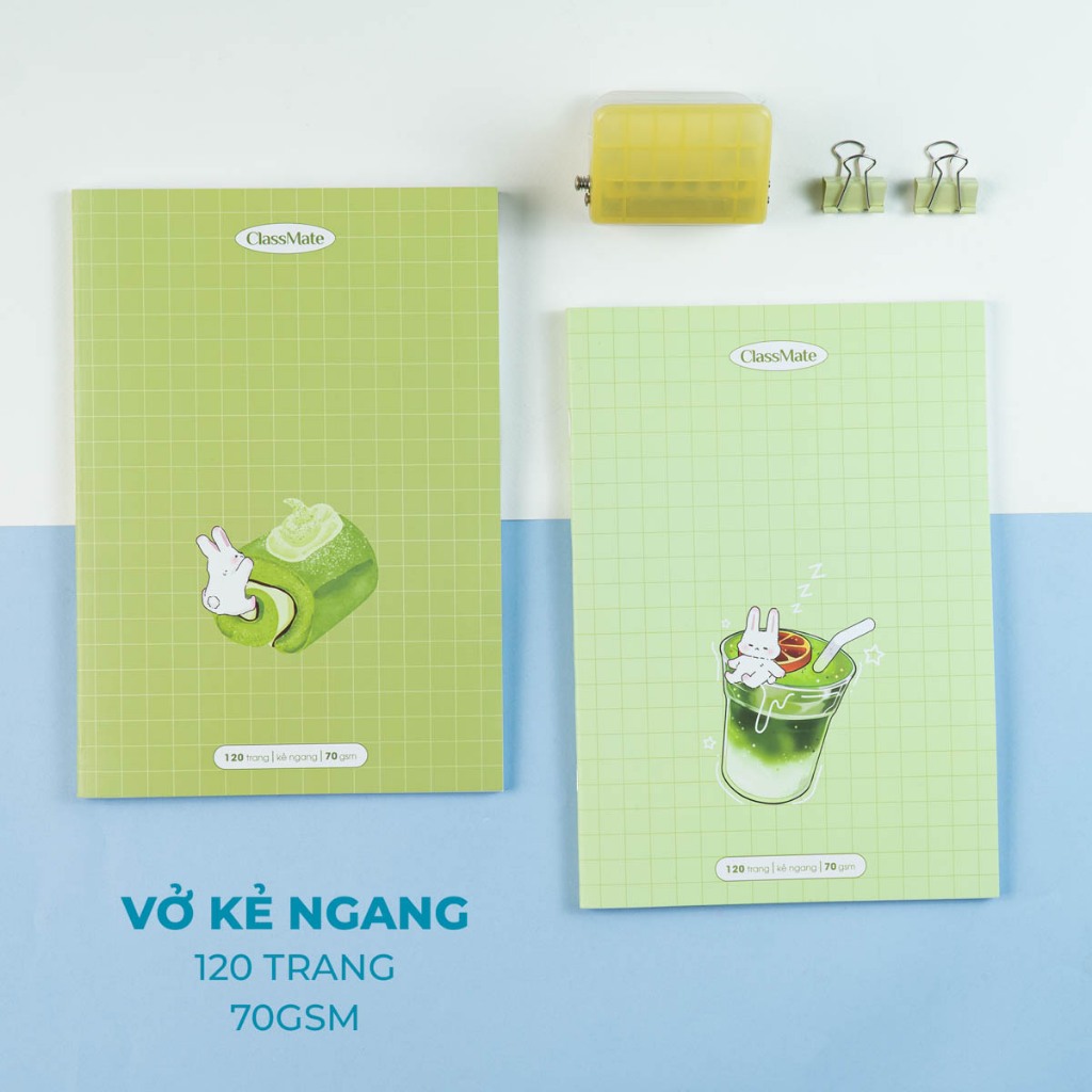 [BST 2026] Combo 3/5/10 Vở Kẻ Ngang Matcha ClassMate Bìa Dày Chống Nước, Giấy Ăn Mực, 70gsm, Tập Vở Viết B5 80/120 Trang