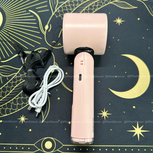 Quạt Cầm Tay Mini Cao Cấp K801 Có Sò Lạnh 199 Cấp Độ Gió Con Lăn Tốc Độ Đèn LED Hiển Thị Pin 5000mAh