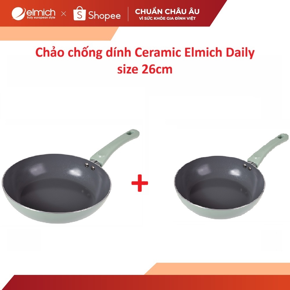 ( Mua 1 tặng 1 ) Chảo chống dính Ceramic Elmich Daily size 26cm