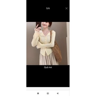 Áo tay dài cổ bẻ.phối ren nút thật