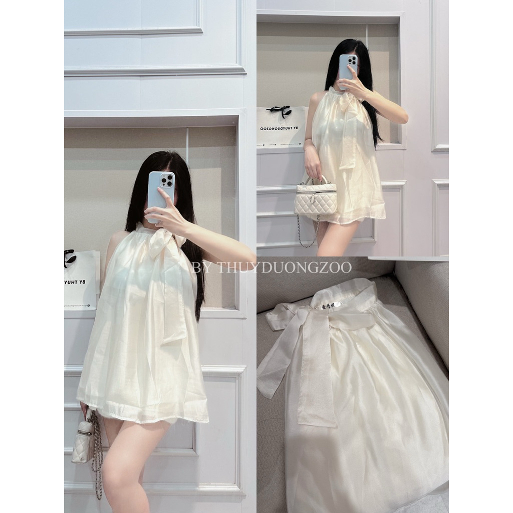 THUYDUONGZOO - ÁO YẾM BUỘC NƠ ĐIỆU TIỂU THƯ CHẤT TƠ LỤA
