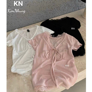 QCL1 8313 Áo tăm buộc nơ ngực phối ren siêu xinh chuẩn WGWE xịn sò