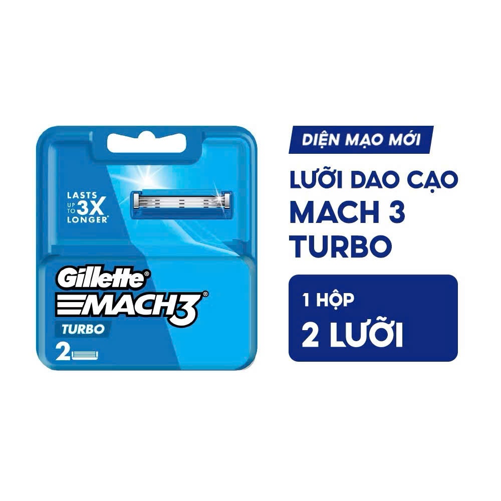Dao Cạo Râu GILLETTE Mach3 Clean Shave /Mach 3+/ Mach3 Turbo - Hộp 1 Cán 2 Lưỡi/1 Lưỡi