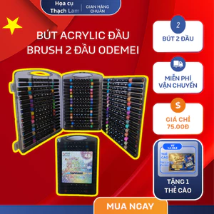Bút Acrylic Đầu Brush 2 Đầu ODEMEI - Bộ 12-48 màu vẽ lên được nhiều chất liệu