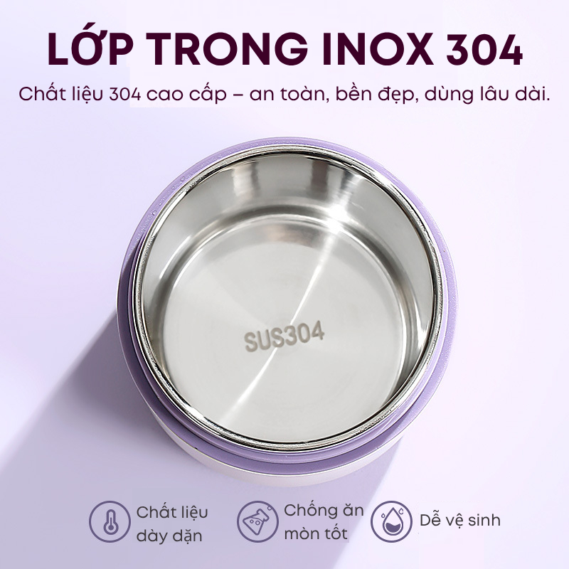 Cốc Giữ Nhiệt 500ml KOOBEE Có Thìa – Cốc Nấu Cháo Cho Bé, Bình Đựng Canh Inox 304, Ly Giữ Nhiệt Mang Đi | 368