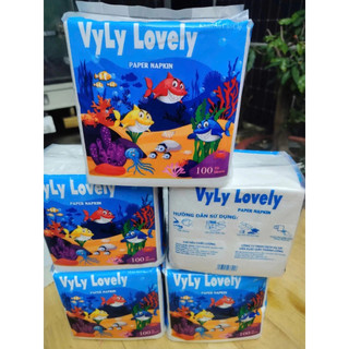 (Quà Tặng Kèm Không Bán) Khăn Giấy Ăn Vyly Lovely 320x320mm 1 Lớp 100 Tờ/Gói