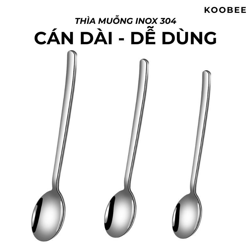 Thìa Muỗng Inox 304 Miệng Tròn Cán Dài Kiểu Dáng Hàn Quốc Cao Cấp - Ăn Cơm, Cháo, Tráng Miệng | 130
